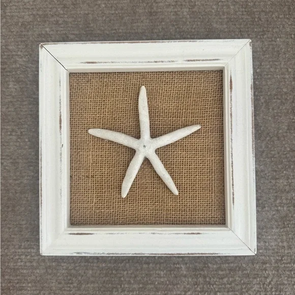Coastal Starfish & Sand Dollar Wall Art Set Rustic Beach Decor Burlap Background - Picture 3 of 6